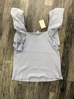 NWT A new day Light blue Ruffle-Sleeve Ribbed Tank
